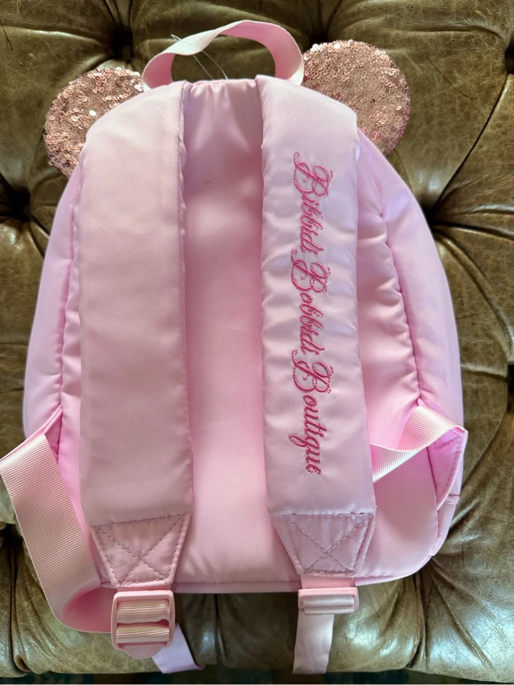 Disney Store Bibbidi Bobbidi Boutique Backpack Pink Sequin Minnie Ears Princess